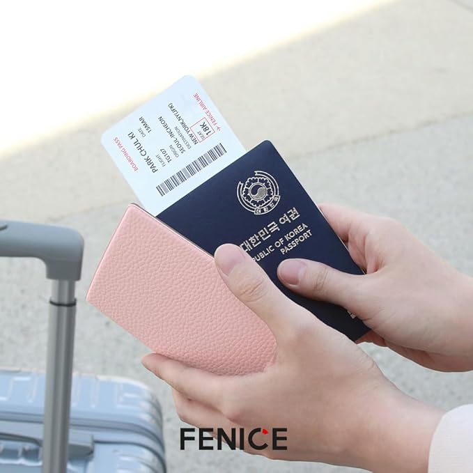 Fenice Classic Passport Cover Holder Wallet Case for Travel Essential RFID Blocking Vegan Leather Waterproof (YELLOW)