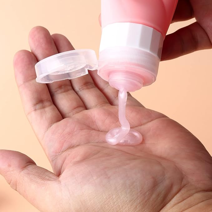 Gemice Travel Bottles - 3oz TSA Approved Containers, BPA Free, Leak Proof, Refillable, Clear Toiletry Bag (4 Pack)