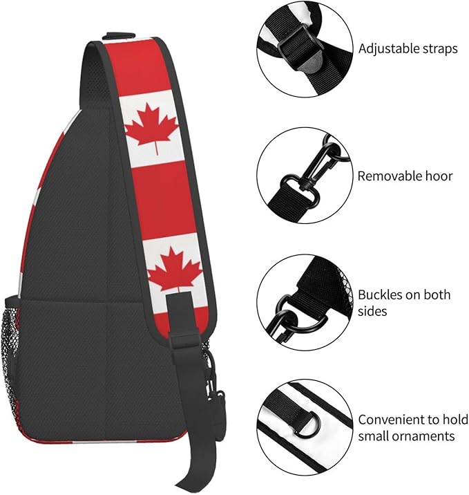 Canadian Flag Sling Bag Multipurpose Crossbody Sling Backpack Travel Cycling Hiking Shoulder Bag For Women Men