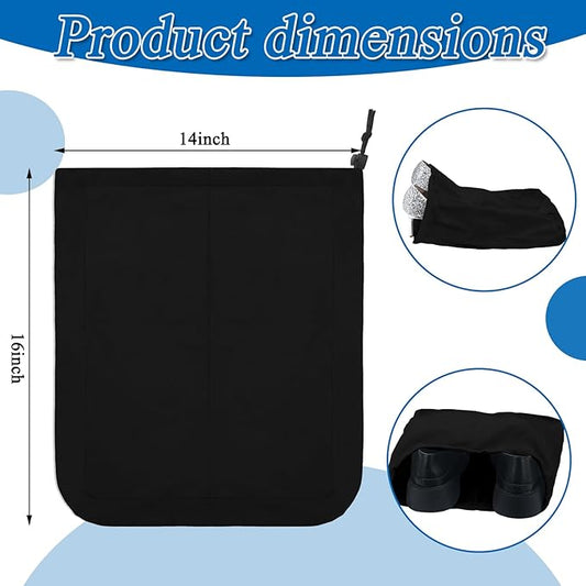 4 Pcs Travel Shoe Bags Spandex Shoes Pouch with Interior Divider and Drawstring for Women Men Luggage Packing (Black)