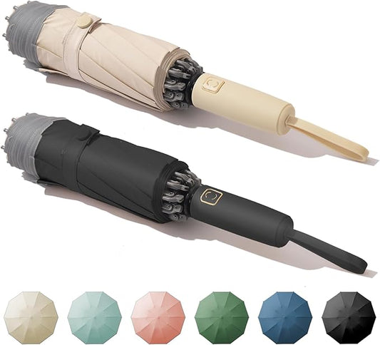 Windproof Travel Umbrella for Rain, Large Portable Reverse Folding Car Umbrella, Inverted Design, Compact Auto Open Close with Durable Waterproof Canopy, Fits Backpack/Women Men, 45.6 Inch