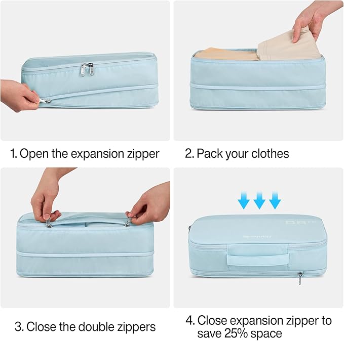 Packing Cubes for Travel, Hanke 7 Set Packing Cubes with Double Zipper,Compression Travel Bags Expandable Design,Durable Packing Organizers for Suitcase Backpack and Carry-On