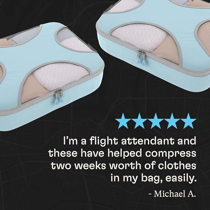 Shacke 6 Set Packing Cubes for Travel - Compression Packing Bags/Travel Organizer - Luggage Organizer Bags for Traveling - Travel Essentials for Women - Cruise Must Haves Packing List