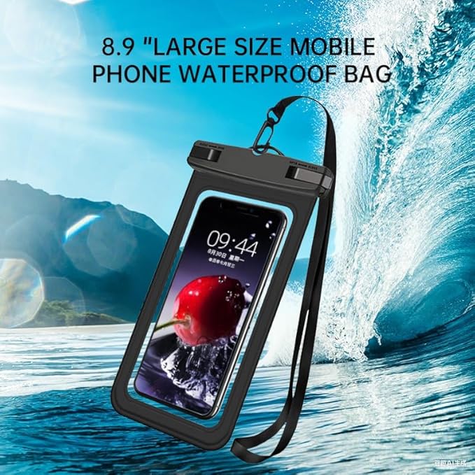 [Up to 6.9" 2 Pack Waterproof Phone Pouch Case,Waterproof Phone Bag for iPhone 17 16 15 14 13 Pro Max Plus Galaxy S25 S24 Ultar Plus+,IPX8 Cellphone Dry Bag Beach Travel Essentials-Black