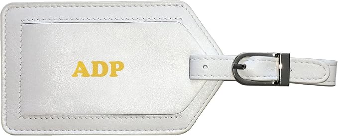 Personalized Monogrammed White Leather RFID Passport Cover Holder and 2 Luggage Tags
