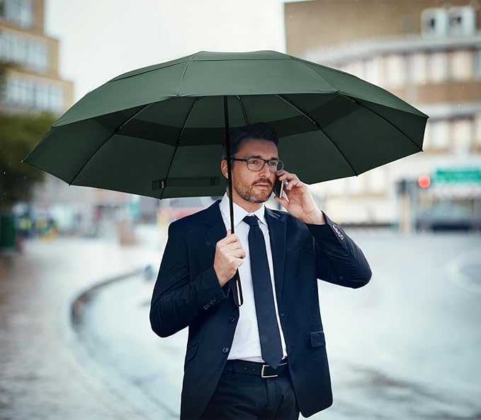 G4Free 42/46/54/62 Inch Large Golf Umbrella Compact Reverse Travel Umbrella 10 Ribs Windproof for Rain Double Canopy Automatic Open Close