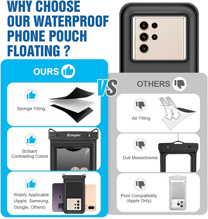 [Up to 8.5"] Floating Waterproof Phone Pouch, 2Pack Waterproof Phone Case with Lanyard for iPhone 16 15 14 Pro Max, Galaxy S24+ S23 S22, IPX8 Cellphone Dry Bag, Beach Essentials Travel Must Haves
