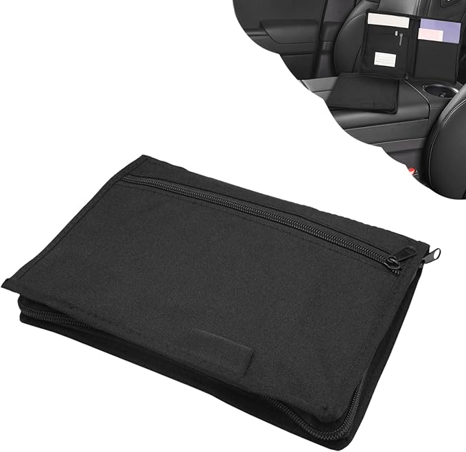 Car Registration and Insurance Holder, Glove Compartment Document Holder Owners Manual Case, Zippered Pouch Multi-Pocket Glove Bag Interior Car Accessories for Driver License, Card
