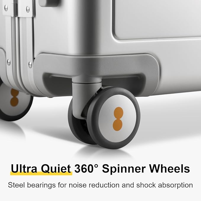 LEVEL8 Gibraltar Carry on Luggage, 20 Inch Aluminum Zipperless Luggages Airline Approved, Hardside Suitcase with TSA Lock and Spinner Wheels, Silver