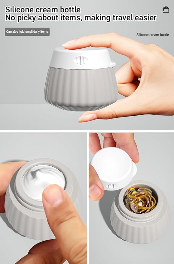 8-Piece Leakproof Travel Bottles and Jars Set – 4 Silicone Bottles + 4 Cream Jars with Clear Zipper Bag – TSA Approved Toiletry Containers – BPA-Free (Grey)