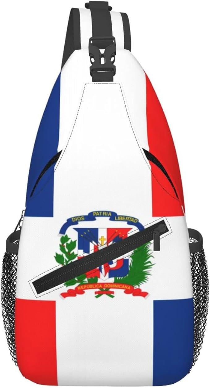 Dominican Flag Sling Bag Multipurpose Crossbody Sling Backpack Travel Cycling Hiking Shoulder Bag For Women Men