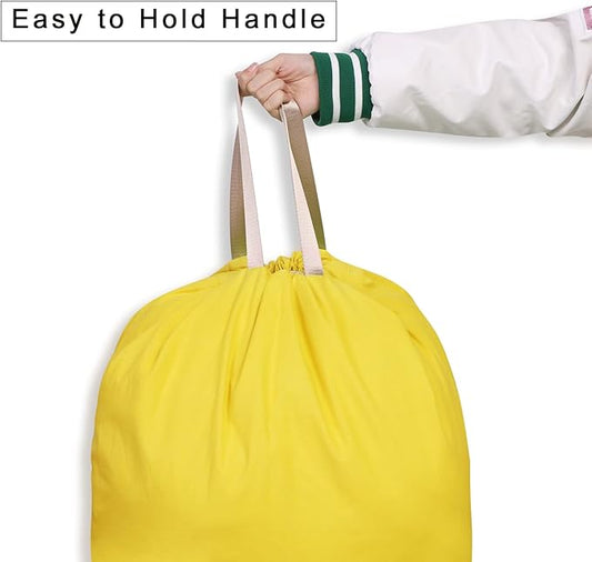 Cotton Canvas Laundry Bag with Handles & Drawstring Straps, Heavy Duty Extra Large Laundry Bags for Laundromat and Household, 25.5x34 Inch, Yellow