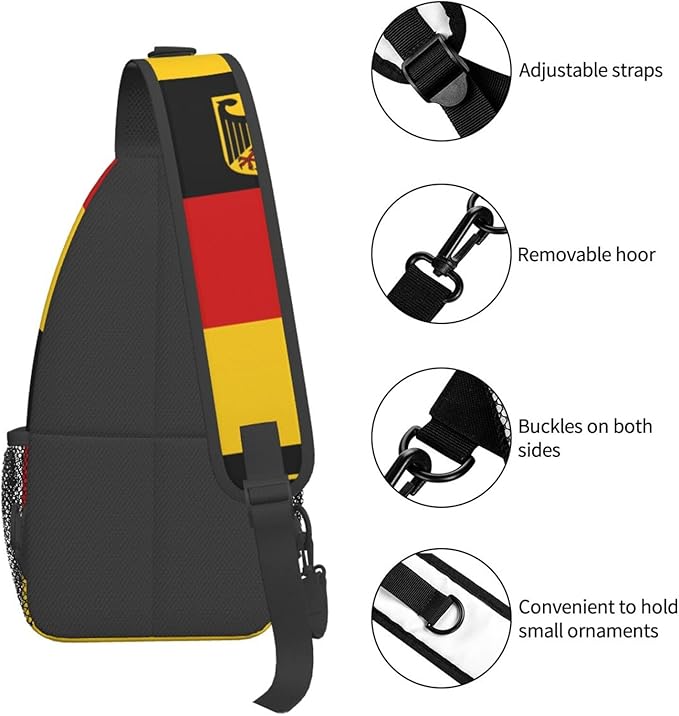 Germany Flag Sling Bag Multipurpose Crossbody Sling Backpack Travel Cycling Hiking Shoulder Bag For Women Men