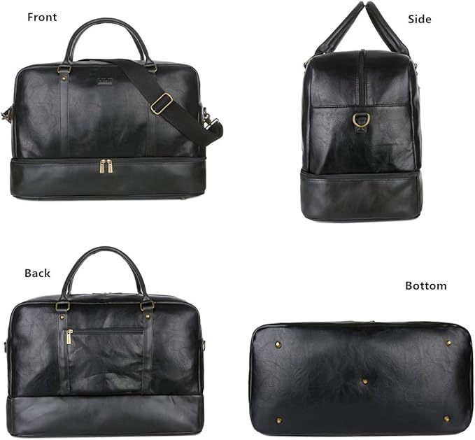 Baosha Vegan Leather Large Travel Duffel Tote Bag Carry On Weekender Overnight Bag With Shoe Compartment HB-38