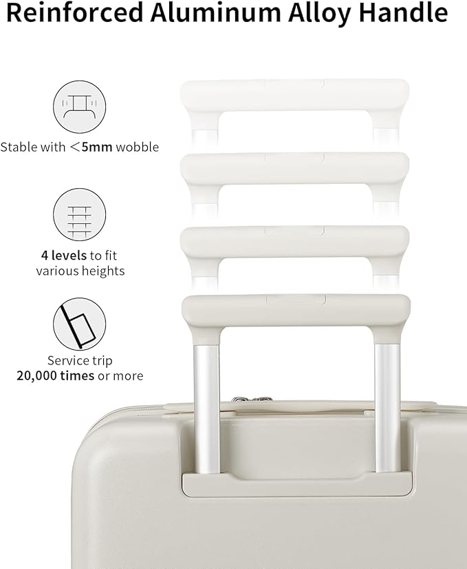 aji Expandable Top Open Luggage Sets 2 Piece with Spinner Wheel, 20/26 Inch Luggage with TSA Lock, Lightweight PC Hardside Travel Luggage Suitcases for Men Women, Coconut White