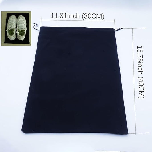 Large Shoe Bags for Travel Storage, Black Flocking Fabric Organizer for Luggage Suitcase and Shoe Rack, Portable Dust Proof Drawstring Essentials for Men Women GYM Packing