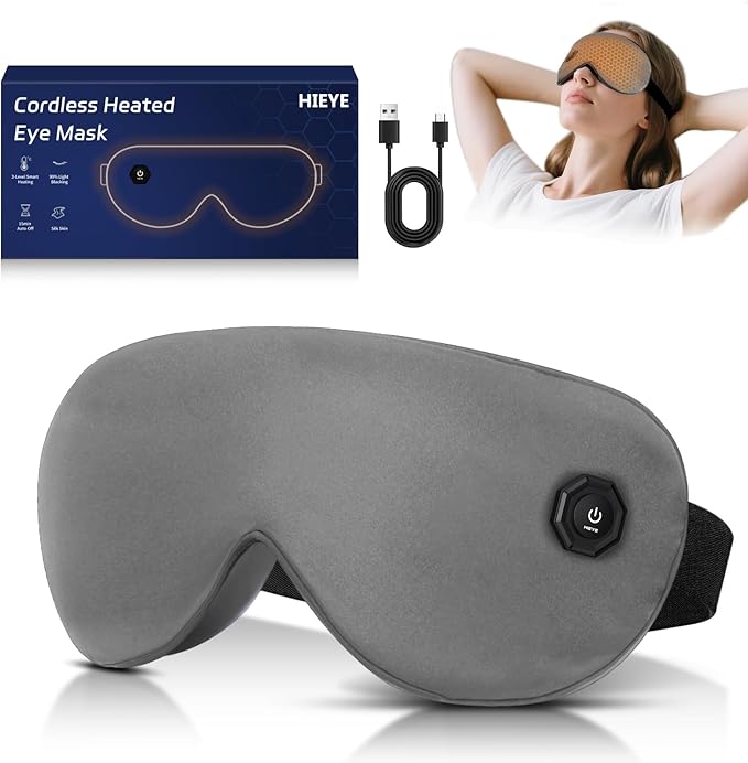Cordless Heated Eye Mask for Dry Eyes, Electric Warm Compress for Fast Eye Relief, Rechargeable USB Heat Therapy Mask for Sleep, Blepharitis & Stye Treatment