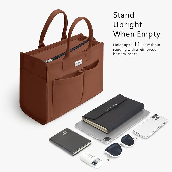 TOPDesign Heavy-Duty Canvas Tote Bag for Women, Adjustable Crossbody/Shoulder Handbag with 9 Pockets, Everything Tote