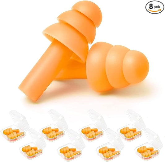 Reusable Ear Plugs, Earplugs for Sleeping Noise Cancelling – Super Soft, Silicone Ear Plug, for Sleeping 8 Pairs, Swimming, Snoring, Concerts, Work, Noisy Places