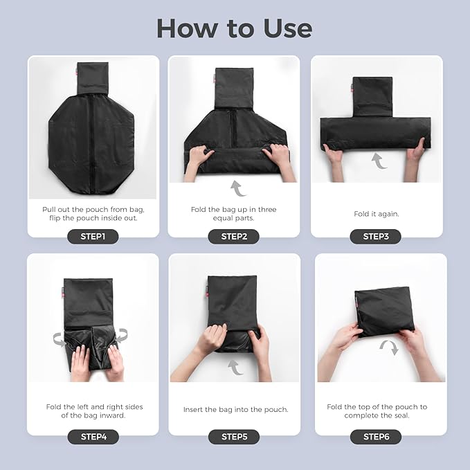 pack all 45L Foldable Duffel Bag, Water-Resistant Sports Gym Bag, Portable Weekender Bag Lightweight for Travel, Fitness and Camping (Black)