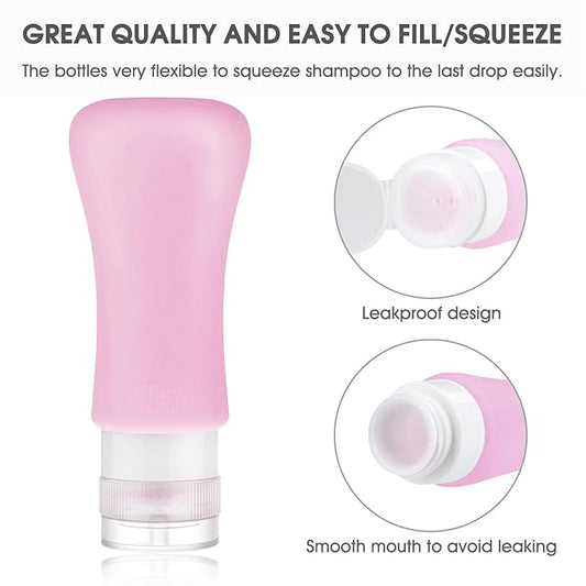 20 Pack Travel Bottles, 3oz & 2oz Leak Proof Toiletries, Perfect for Business & Personal Travel, Fun Outdoors Silicone 20 Pieces