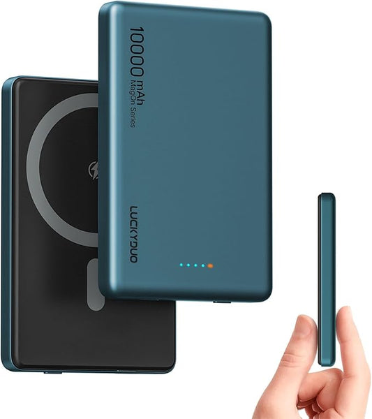 LUCKYDUO Ultra Slim 10000mAh for Magnetic Portable Charger,0.47IN Thin Wireless Magnetic Power Bank, Compact Battery Pack with PD 20W Two Way USB-C Charging,Compatible with iPhone 16/15/14/13 Series