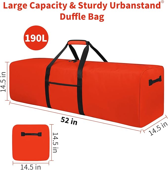 Urbanstand 52 Inch Large Duffle Bag for Travel Camping Sport Equipment Storage Bag with 2-way Lockable Zippers Orange