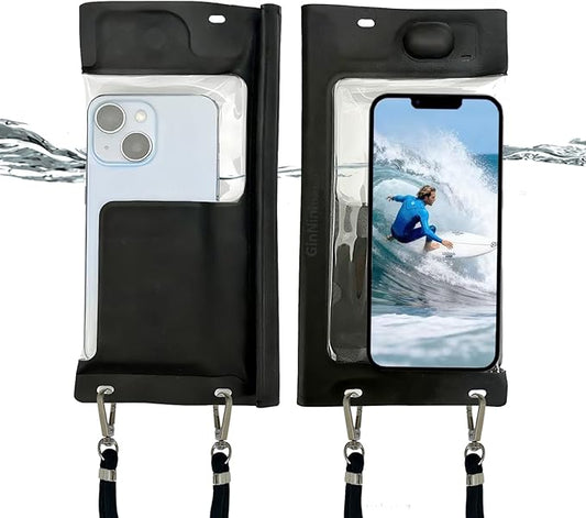 Vacuum Cell Phone Waterproof Phone Pouch iPhone Casemate Waterproof Phone case with Lanyard Small Water Proof Pouch Water Phone Protector Water case for Phone case WaterProof IP68 Max 7” Black