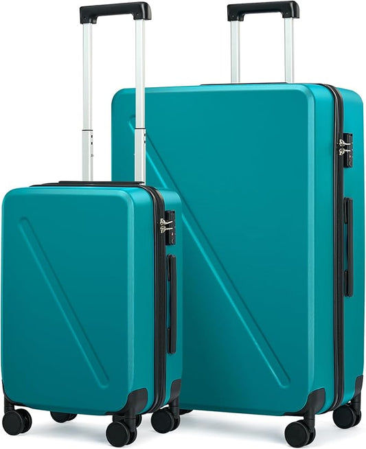 MILADA 2 Piece Luggage Sets, Hard Case Luggage set TSA Approved, Suitcase With Wheels Set 20 Inch Carry On Bag Luggage 28 Inch For Long Trip,Caribbean Blue