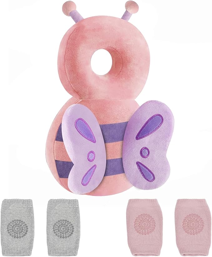 PandaEar Baby Head Protection Backpack with 2 Baby Knee Pads for Walking & Crawling, Toddler Walking Head Protector, Adjustable Head Protector Pad Safety Cushion