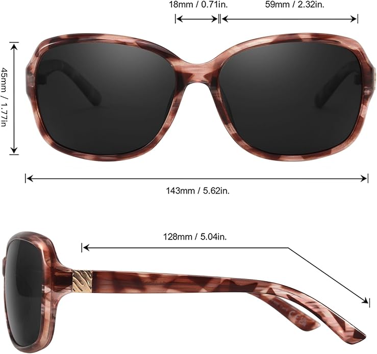 SIPHEW Polarized Sunglasses for Women | Vintage Square Sunglasses w UV400 Protection | Womens Wraparound Shade