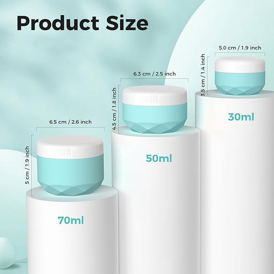 Travel Containers for Toiletries, 4-Pack TSA Approved Silicone Jars (2.5oz) - BPA Free Leakproof Cosmetic Containers for Creams, Lotion, Skincare & Makeup with Bonus Waterproof Bag