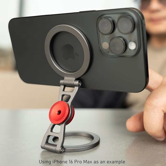 Magnetic Phone Stand & Fidget Spinner Combo– Hands-Free Holder for iPhone 12-17/MagSafe Cases – Dual Magnetic Rings, Strong Adhesion, Stress Relief Accessory for Home/Office/Travel/Gym