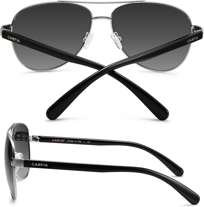 CARFIA Polarized Sunglasses for Women UV Protection Acetate Arms Metal Frame Woman's Shades CA3216