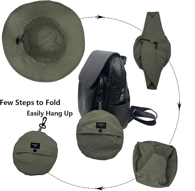 woogwin Waterproof Bucket Rain Hat with Chin Strap Quick Dry Packable Boonie Sun Hat Safari Hat UV Protection