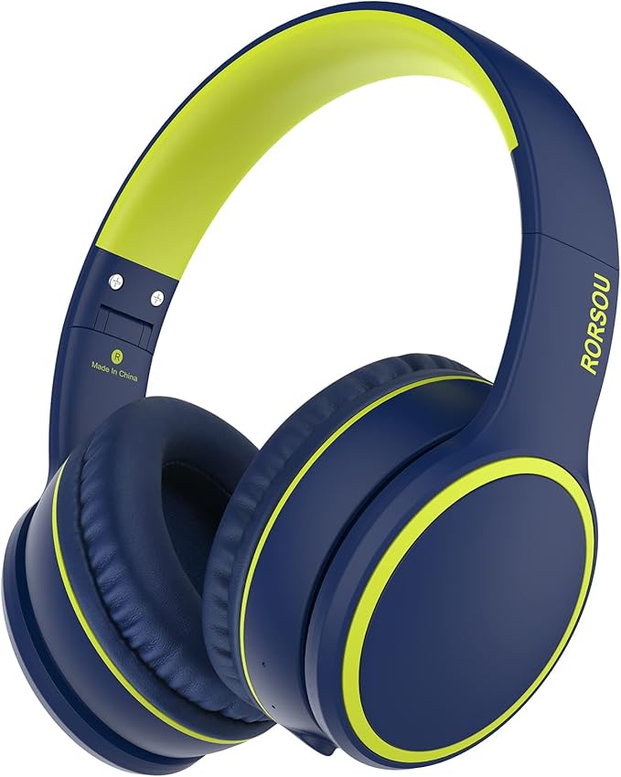 RORSOU B10 Wireless Bluetooth Over-Ear Headphones, Lightweight Folding Stereo Bass Headset with Mic, 50H Playtime, Volume Control, Bluetooth 5.3 Headphones for iPad/Travel/Tablet/PC (Blue)