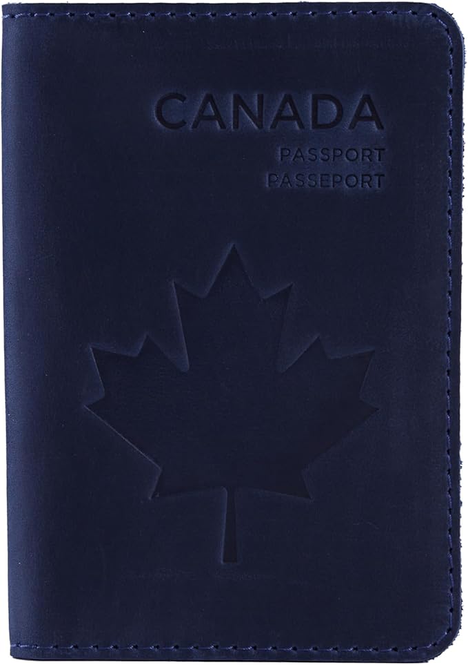 INCARNE Passport Cover - Travel Passport Wallet - Leather Passport Holder for Men Women Family with Card Slots & Note Compartmen - Sleeve Protector - Genuine Leather - Vintage Blue