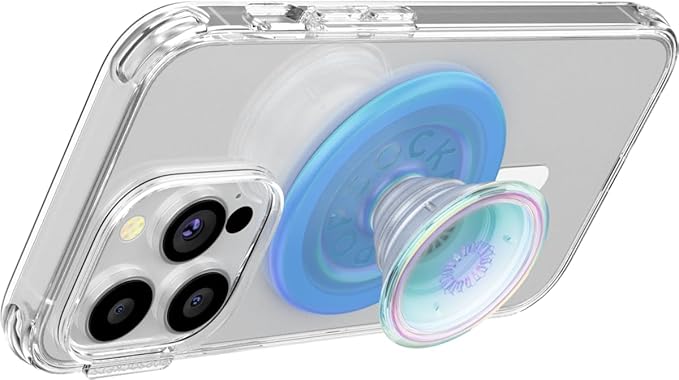 PopSockets Phone Grip for MagSafe with Kickstand, Magnetic Stand, Swappable Top, Secure Hold for iPhone MagSafe Cases, Phone & Tablet Grip - Blue Opalescent