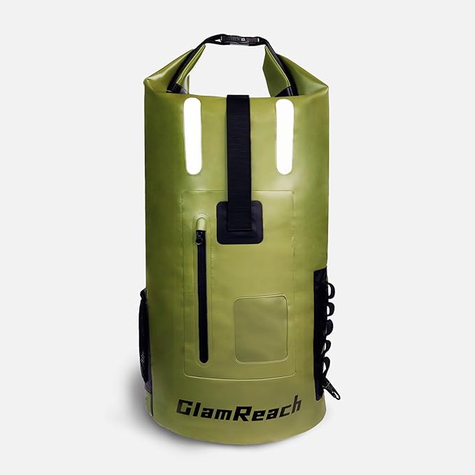 waterproof backpack 55L- Heavy Duty & Dirt Resistant Roll Top Sack, Essential Gear for Kayaking, Hiking, Camping, Beach Travel with 2L dry bag (Green, 55L)
