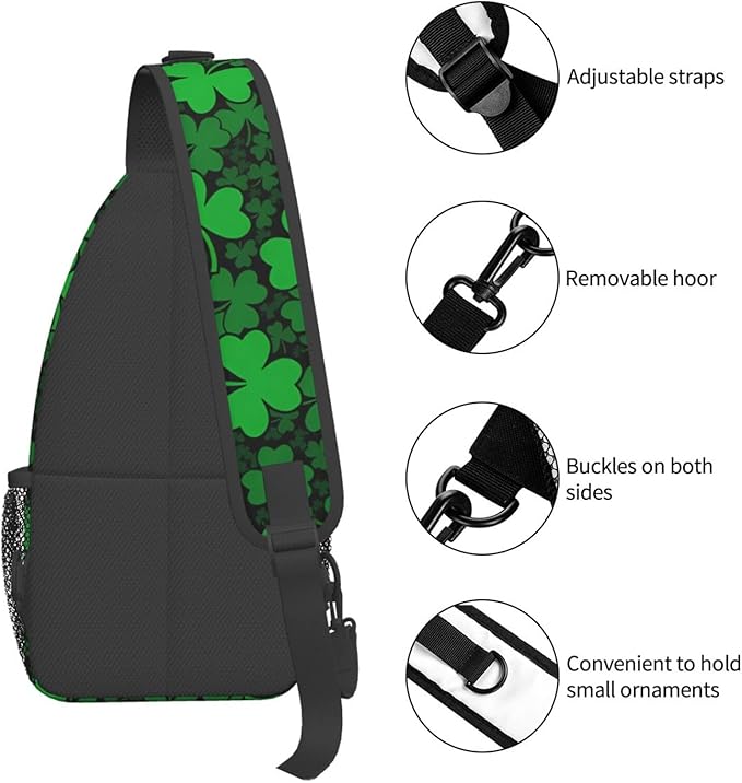 QFXUYNG St. Patrick's Day Adult Sling Bag Unisex Chest Bags Crossbody Backpack Casual Daypacks Shoulder Bag for Women Men Cycling Hiking Travel