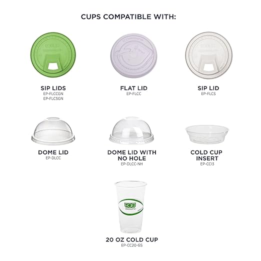 ECO PRODUCTS GreenStripe Clear Compostable 20oz PLA Large Plastic Cups, Case of 1000, Disposable Renewable Plant-Based Cold Cups, For Cold Drinks & Snacks, BPI Certified, ASTM Compliant.