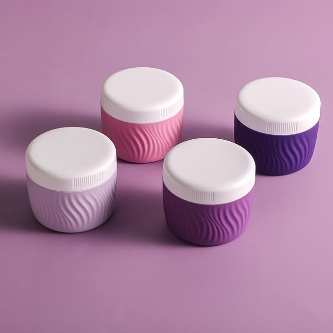 Travel Containers for Toiletries, Silicone Cream Jars BPA-Free, TSA Approved 3oz Travel Size Containers, Leak-proof Portable Size Silicone Jars with Lid for Face Hand Body Cream (4 Pack)