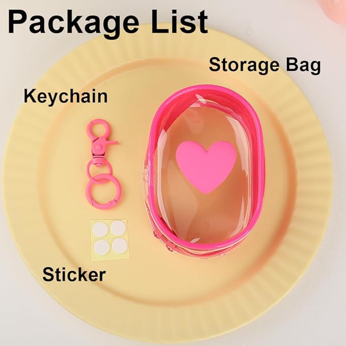 Charging Cable Storage Bag, Lovely 3D Love Heart Waves Design Transparent Compact Travel Cables Carrying Storages Case Electronic Accessories Charger Cord Wire Organizer, Rose Love