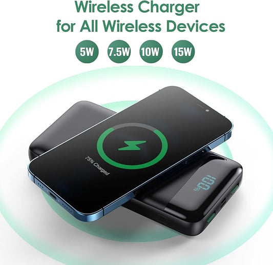 Wireless Portable Charger 30,800mAh ,15W Wireless Charging 25W PD QC4.0 Fast Charging USB-C Power Bank,4 Outputs Travel Essentials External Battery Pack for iPhone 17/16/15/14,Galaxy S25,Android etc