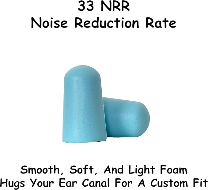 Homie Foam Earplugs for Sleeping, 60 Pair - 33dB Highest NRR, Comfortable Ear Plugs for Sleeping, Snoring, Travel, Concerts, Studying, Loud Noise, Work (Blue, 60 Count)