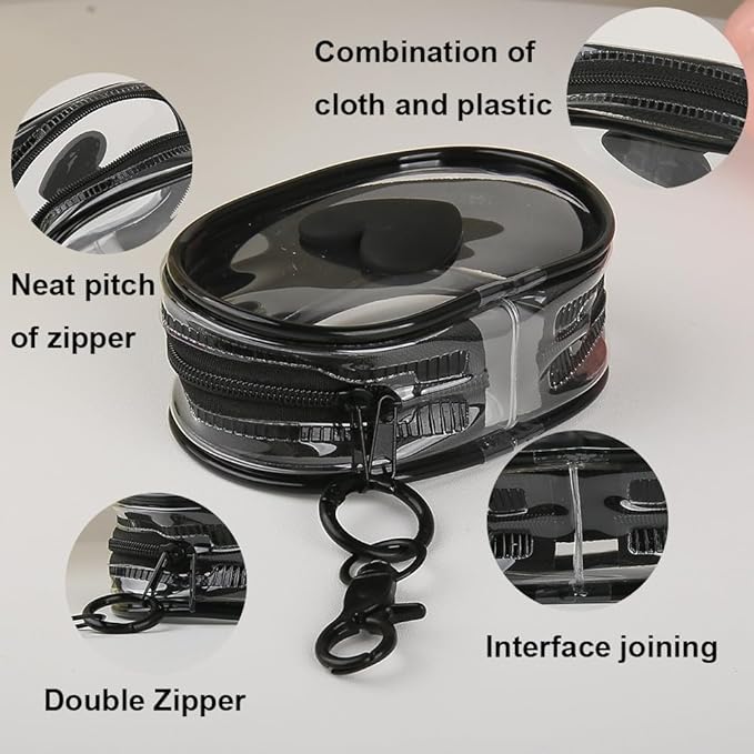 Charging Cable Storage Bag, Lovely 3D Love Heart Waves Design Transparent Compact Travel Cables Carrying Storages Case Electronic Accessories Charger Cord Wire Organizer, Black Love