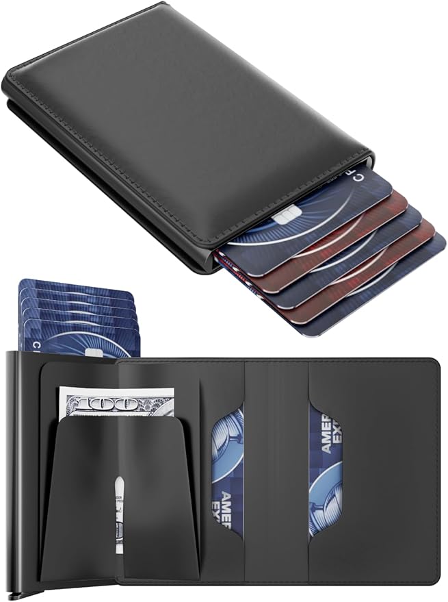 GRATIA Slim Wallet for Men - RFID Blocking, Minimalist Credit Card Holder, Stylish Men Wallet for Security & Convenience, Front & Back Pocket Cardholder, Holds 8 Cards (Black)