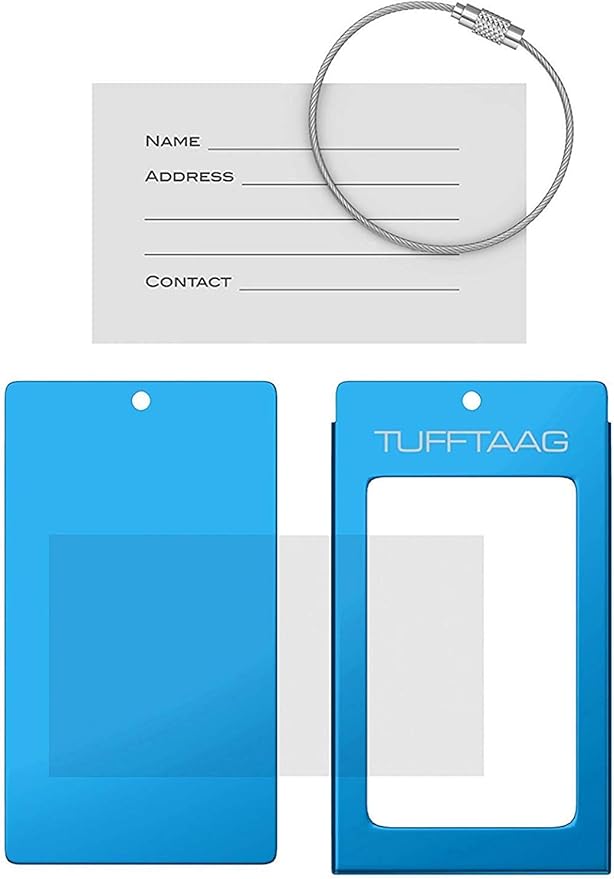 Luggage Tags Business Card Holder by TUFFTAAG - Durable Travel ID Bag Tag in Multiple Color Options, Perfect for Suitcases, Backpacks, and Carry-Ons, Easy Identification, Secure and Stylish