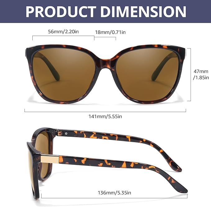 FIMILU Polarized Sunglasses for Women, Trendy Fashion Sun Glasses Square Retro Glasses UV Protection for Daily Outdoor 2pack