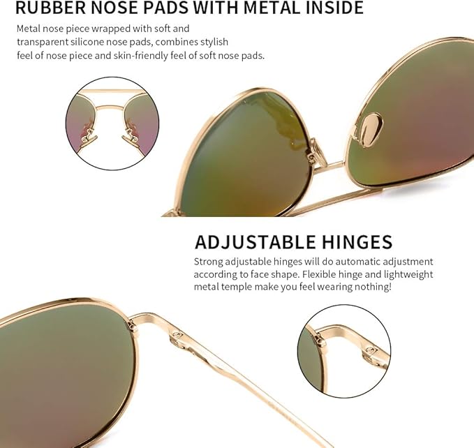SUNGAIT Women's Lightweight Oversized Aviator Sunglasses - Classic Style Polarized Lens